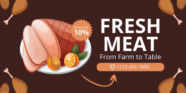 Fresh Farming Meat Twitter Πρότυπο σχεδίασης