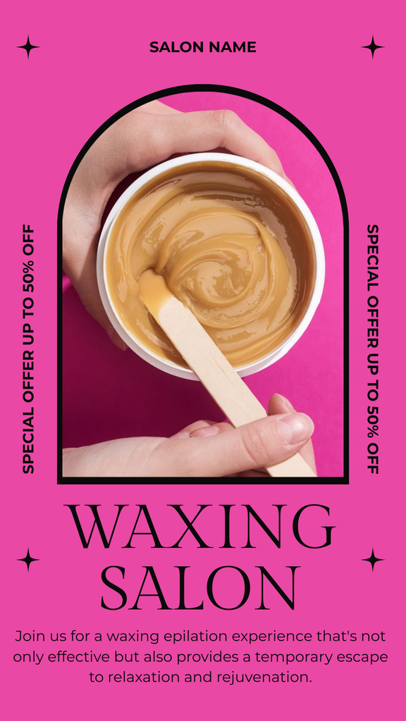 Ontwerpsjabloon van Instagram Story van Advertisement for Wax Hair Removal Salon