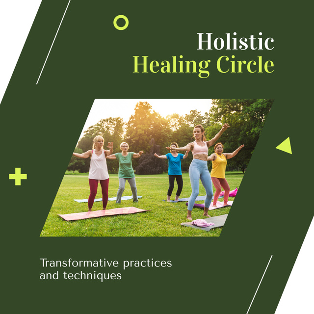Holistic Healing Circle With Workout And Practices Animated Post tervezősablon
