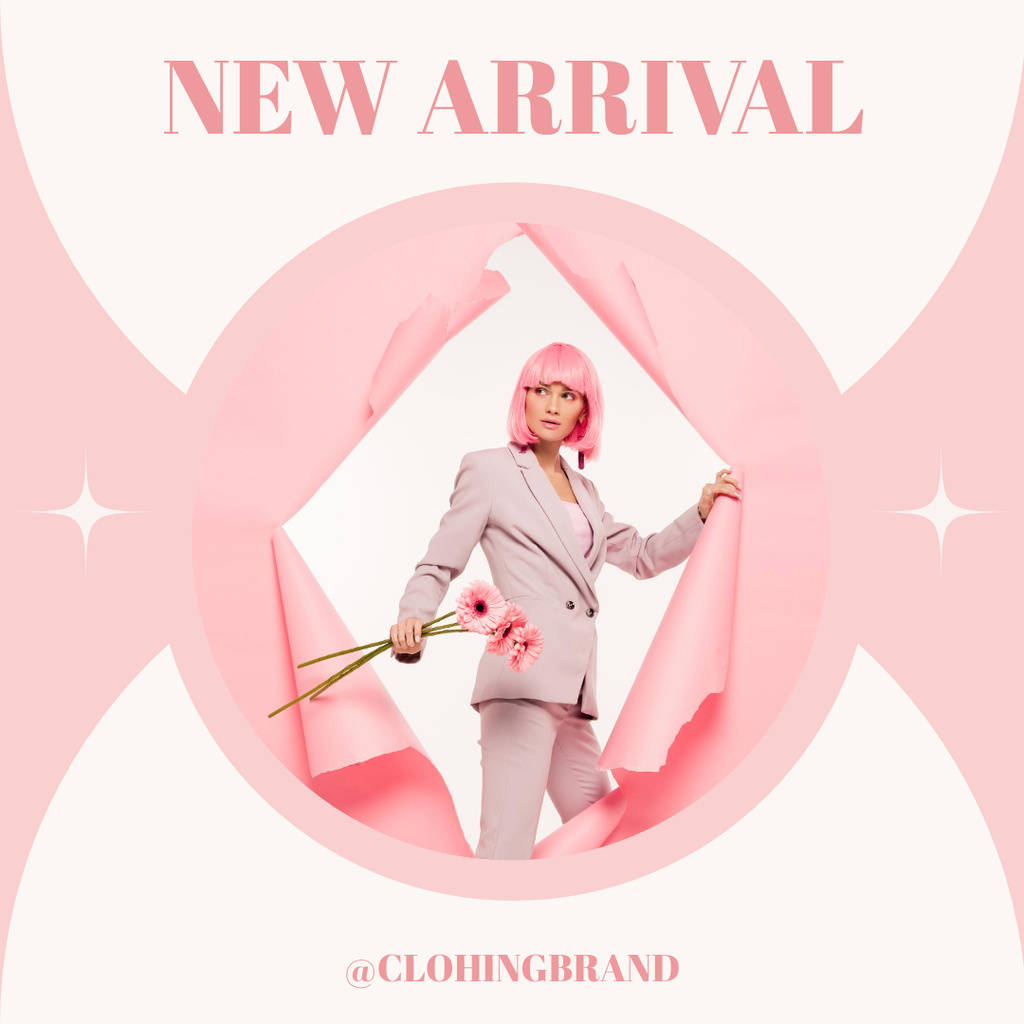 Designvorlage Woman With Pink Hair für Instagram