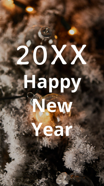 Garland And Snowy Twigs For New Year Holiday Greeting Instagram Story Design Template