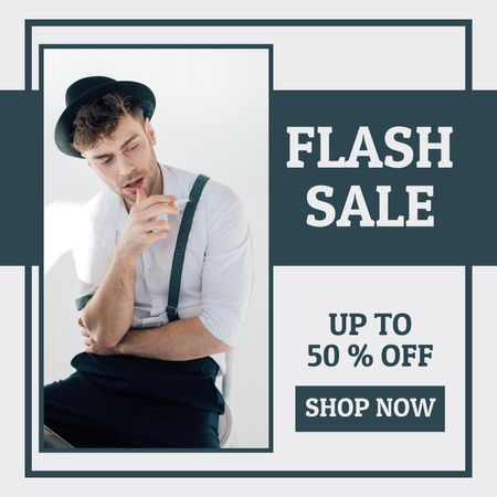 Fashion Ad with Handsome Man Instagram Design Template