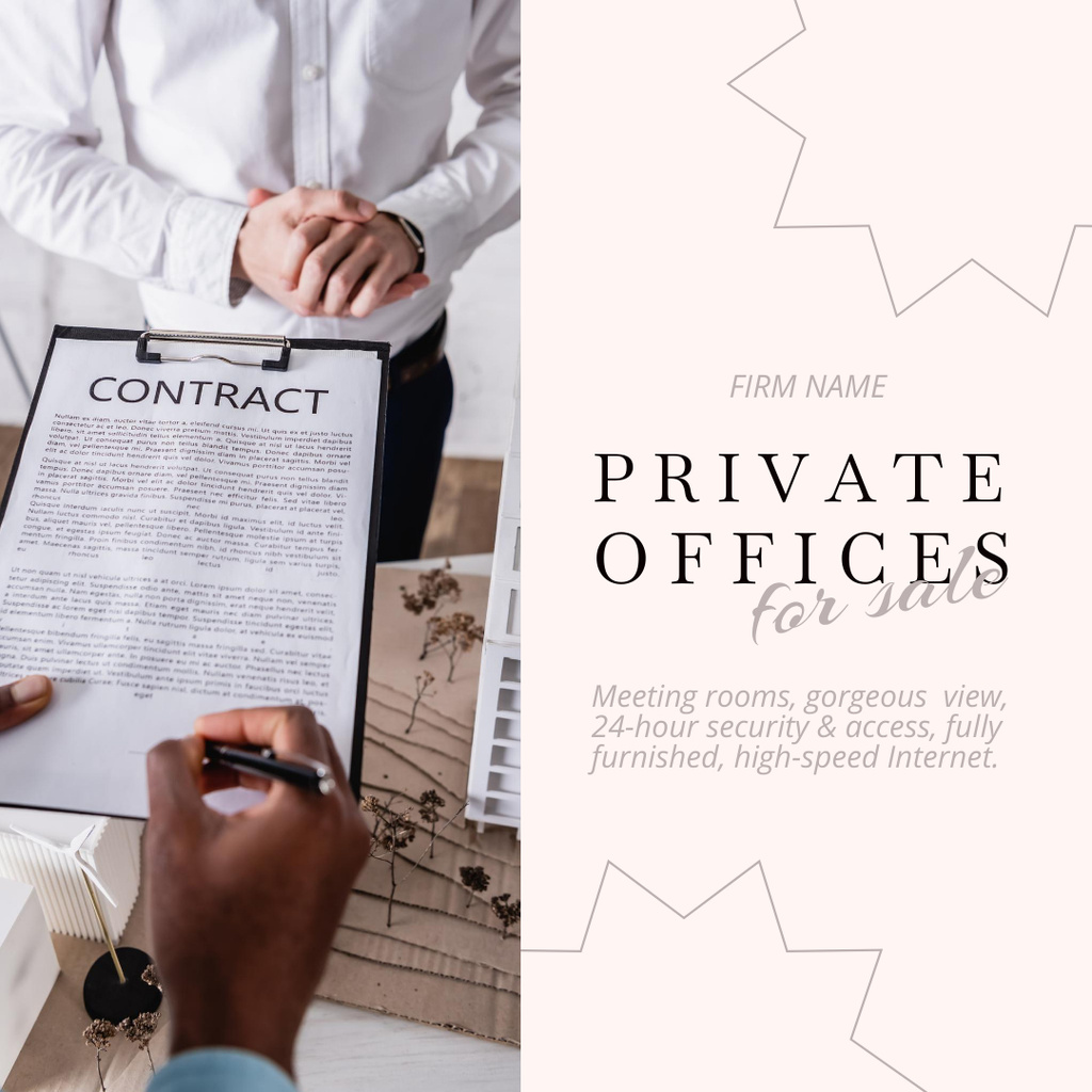 Private Offices for Sale Instagram tervezősablon