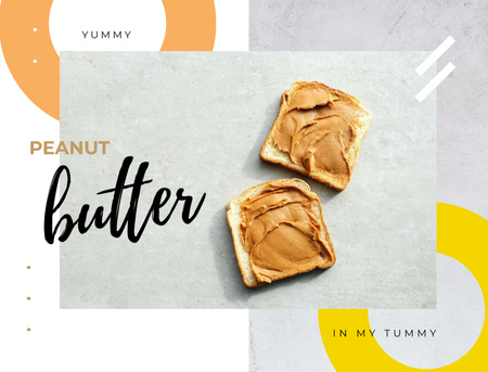 Yummy Toasts With Peanut Butter Postcard 4.2x5.5in – шаблон для дизайну
