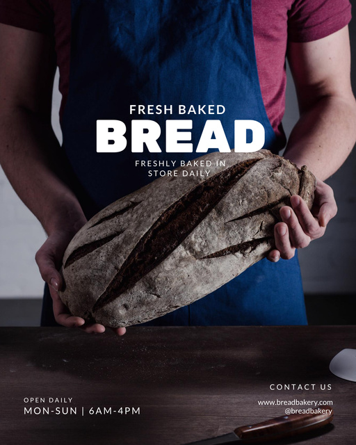 Crafted Fresh Bread Retail Poster 16x20in Tasarım Şablonu