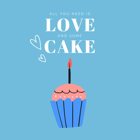 pekařská reklama s lahodný sladký koláč a svíčka Instagram Šablona návrhu