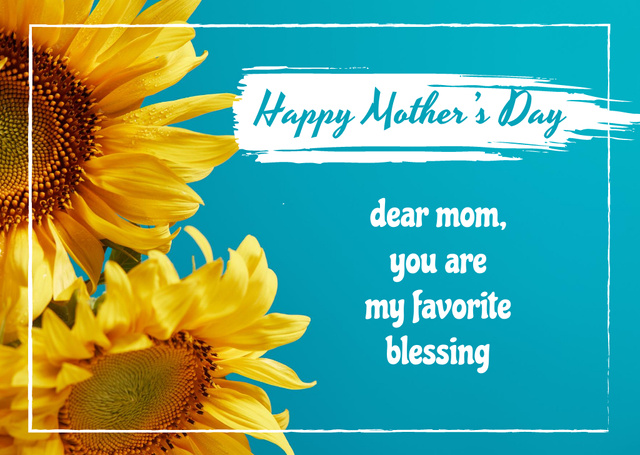 Mother's Day Greeting with Sunflowers Card Design Template