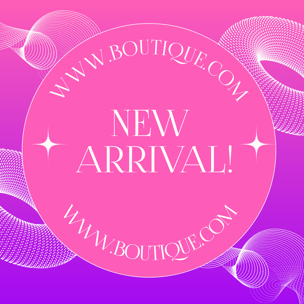 New Product Arrival Boutique Announcement in Pink and Purple Instagram Design Template