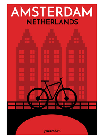 Platilla de diseño Amsterdam red illustration with bicycle Poster US