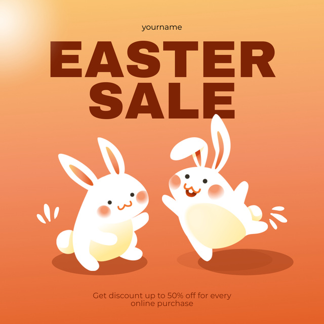 Easter Sale Announcement with Funny Rabbits Instagram Tasarım Şablonu