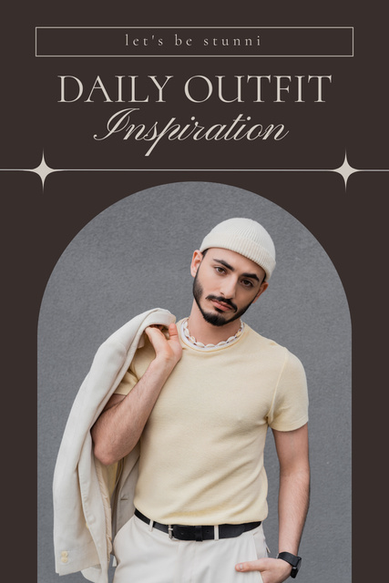 Men's Daily Outfit Offer Layout with Photo Pinterest Tasarım Şablonu