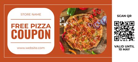 Voucher for Free Appetizing Pizza Coupon 3.75x8.25in Design Template