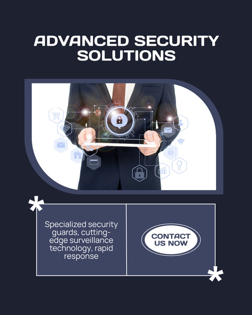 Template di design Advanced Security Solutions for Business and Software Instagram Post Vertical