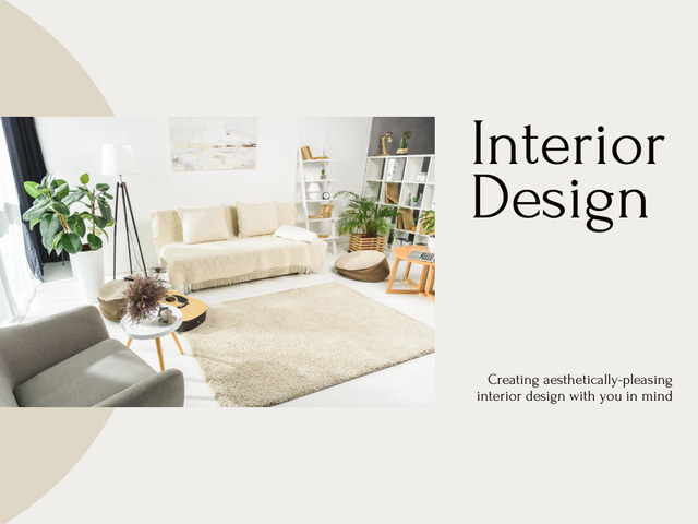Ontwerpsjabloon van Presentation van Interior Design Service Concept Ivory
