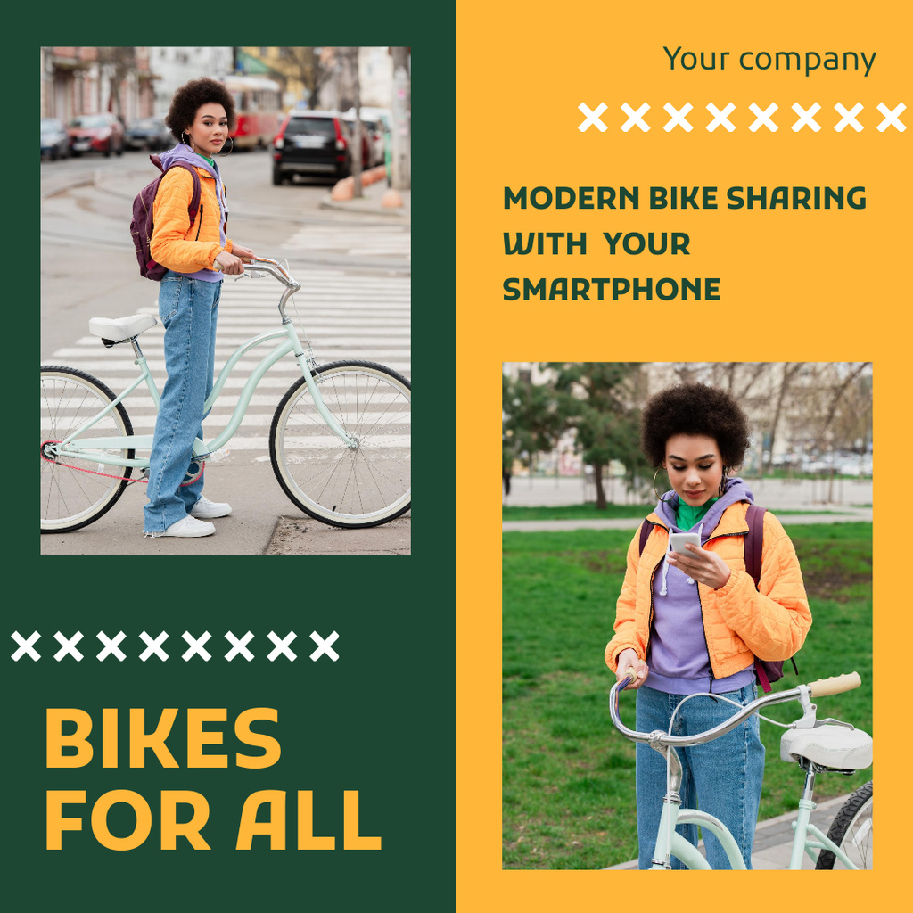 Designvorlage Bike Sharing Service Ad für Instagram