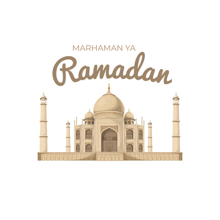 Greeting on Month of Ramadan Holiday Instagram Design Template