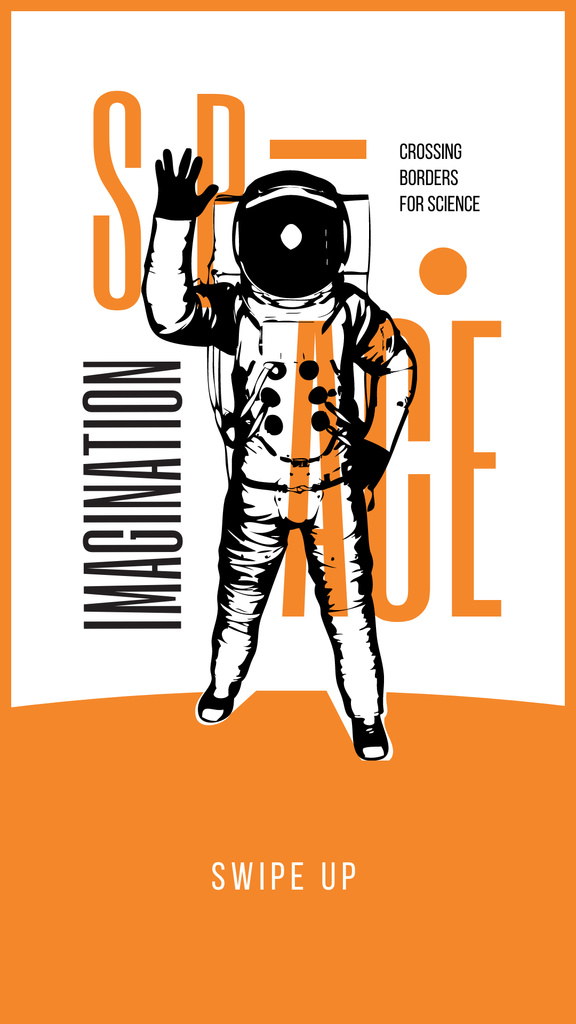 Space Exhibition Astronaut Sketch in Orange Instagram Story Tasarım Şablonu
