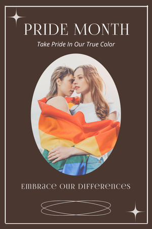 LGBT Community Invitation with Two Girls Pinterest Design Template