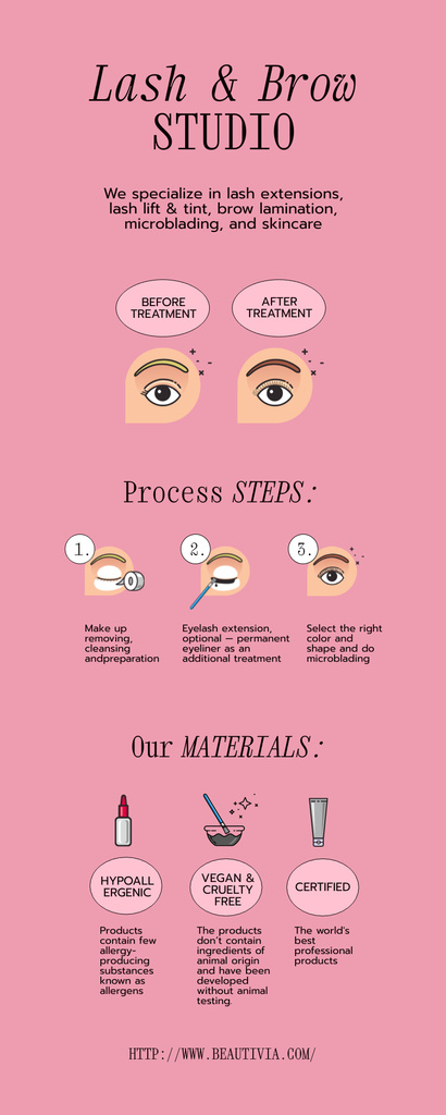 Beauty Salon Services Scheme on Pink Infographicデザインテンプレート