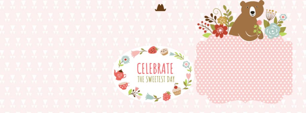 Plantilla de diseño de Sweetest Day Greeting with Cute Bear Facebook cover 