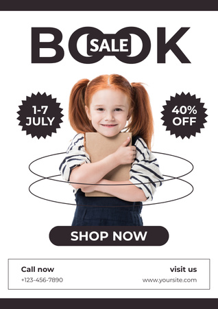 Modèle de visuel Annonce de vente de livres avec une jolie petite fille - Poster