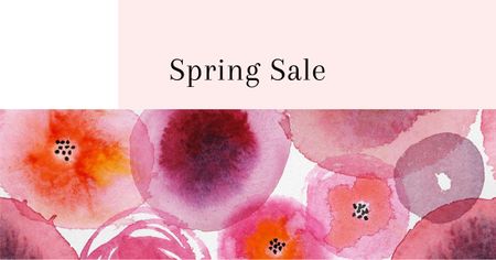 Spring Sale Announcement with Abstract Illustration Facebook AD tervezősablon