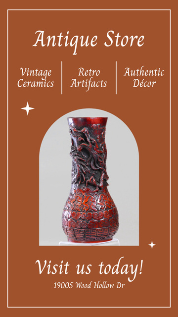 Authentic Vases And Ceramics In Antique Store Offer Instagram Video Story Modelo de Design