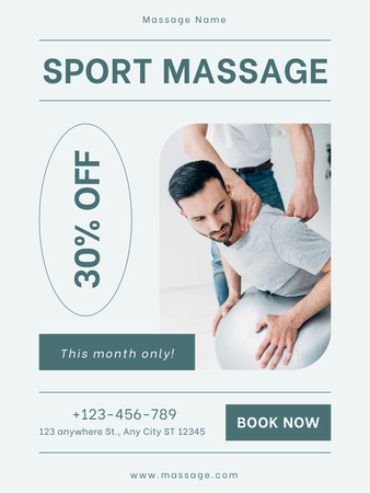 Sports and Therapeutic Massage Services Poster US Design Template