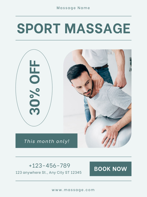 Sports and Therapeutic Massage Services Poster US – шаблон для дизайну