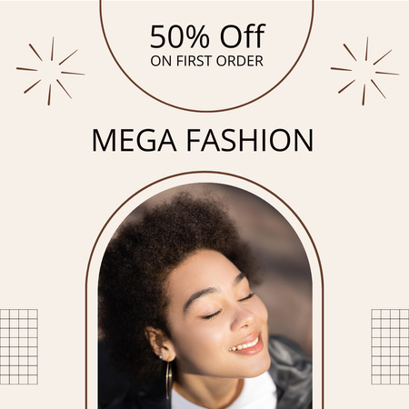 Plantilla de diseño de Mega anuncio de venta de moda con mujer hermosa Instagram 
