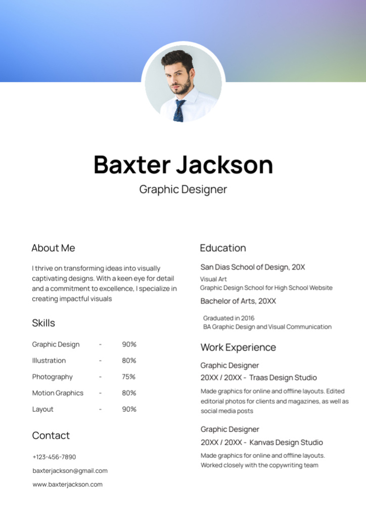 Professional Skills of Graphic Designer Resume – шаблон для дизайна