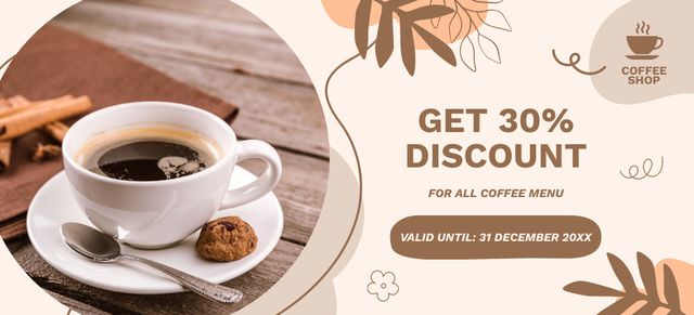 All Coffee Menu Discount Coupon 3.75x8.25in Πρότυπο σχεδίασης