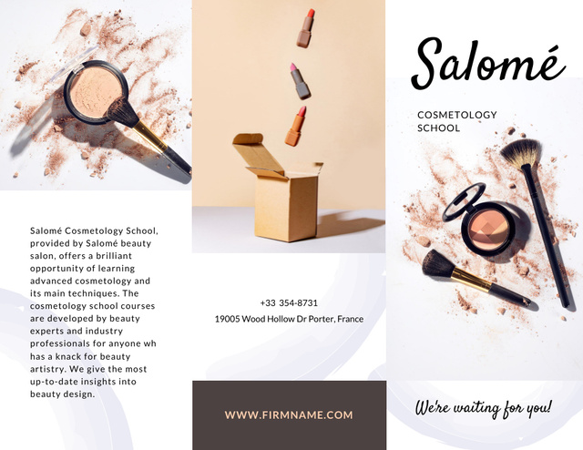 Cosmetology School Promotion Brochure 8.5x11in Πρότυπο σχεδίασης