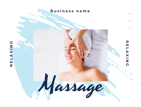 Cosmetic Massage Promotion In White Postcard 4.2x5.5in Šablona návrhu