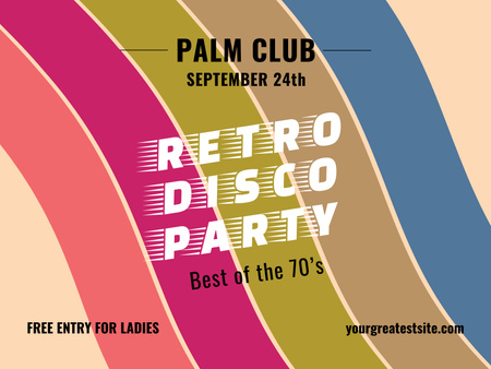 Enjoy Our Retro Disco Party Poster 18x24in Horizontal Design Template