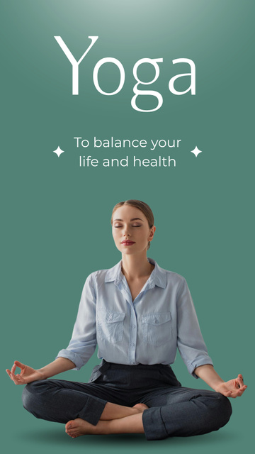 Online Yoga Course ad With Woman in Lotus Position Instagram Story tervezősablon