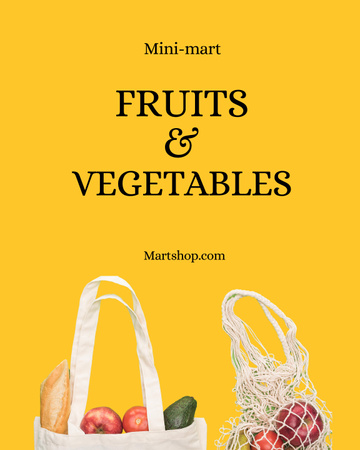 Offer of Fresh Fruits and Vegetables in Bag Poster 16x20in Design Template