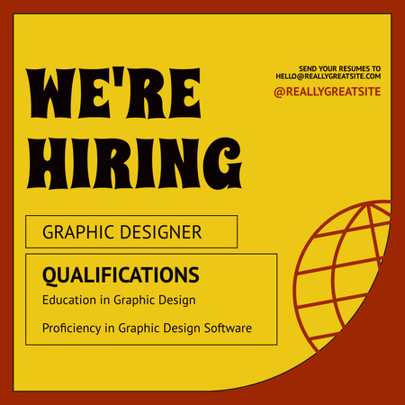 Designvorlage Stellenanzeige für Grafikdesigner mit Liste der Qualifikationen für Instagram