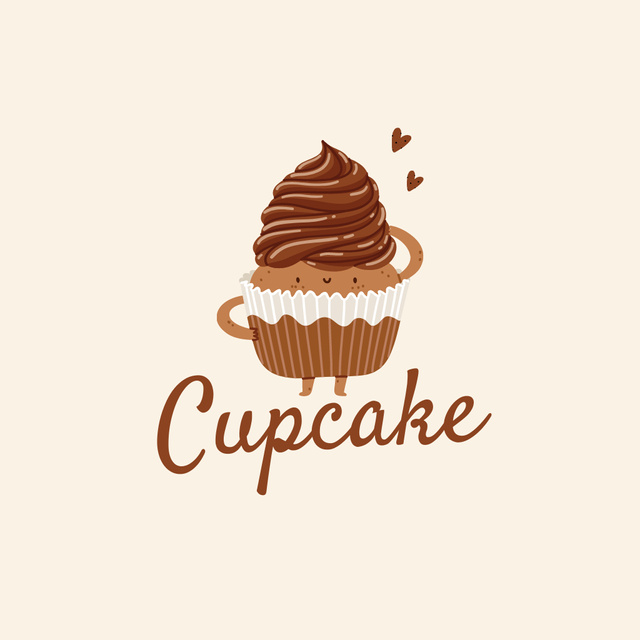 Cupcakes Ad on Beige Logo Design Template