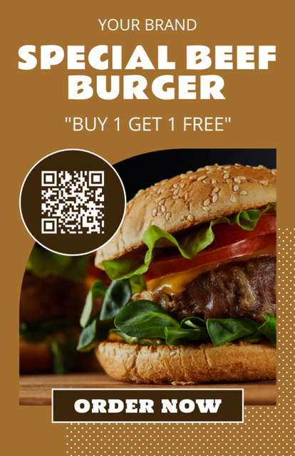 Special Offer of Beef Burger Recipe Card Design Template