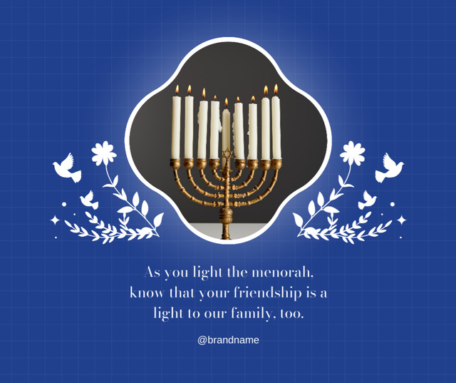 Happy Hanukkah Wishes with Menorah Facebook Design Template