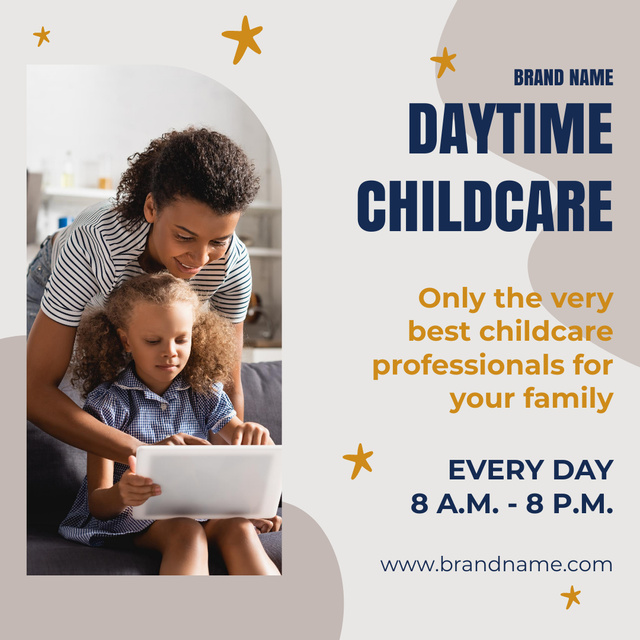 Daycare Babysitting Service with Working Time Instagramデザインテンプレート