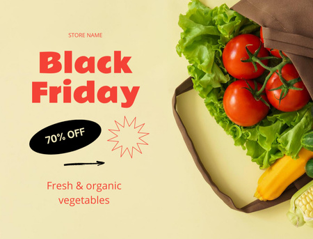 Plantilla de diseño de Venta de Verduras Frescas y Orgánicas en Black Friday Postcard 4.2x5.5in 