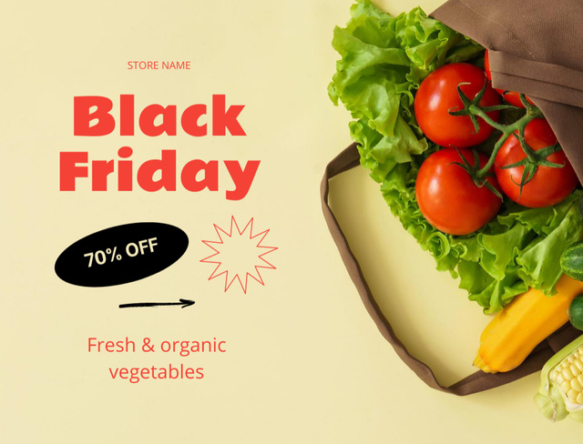 Fresh and Organic Vegetables Sale on Black Friday Postcard 4.2x5.5in tervezősablon