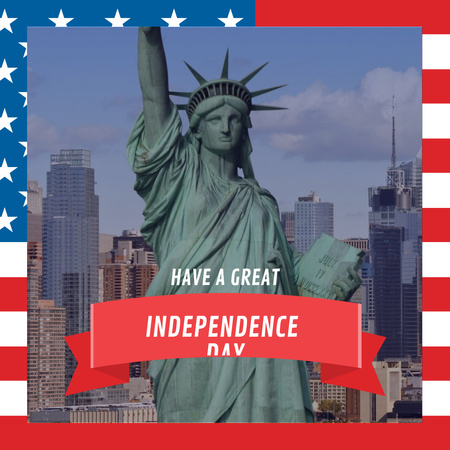 Modèle de visuel Fête de l'indépendance des États-Unis avec statue de la liberté - Instagram
