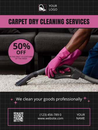 Plantilla de diseño de Oferta de descuento en servicios de limpieza de alfombras Poster US 