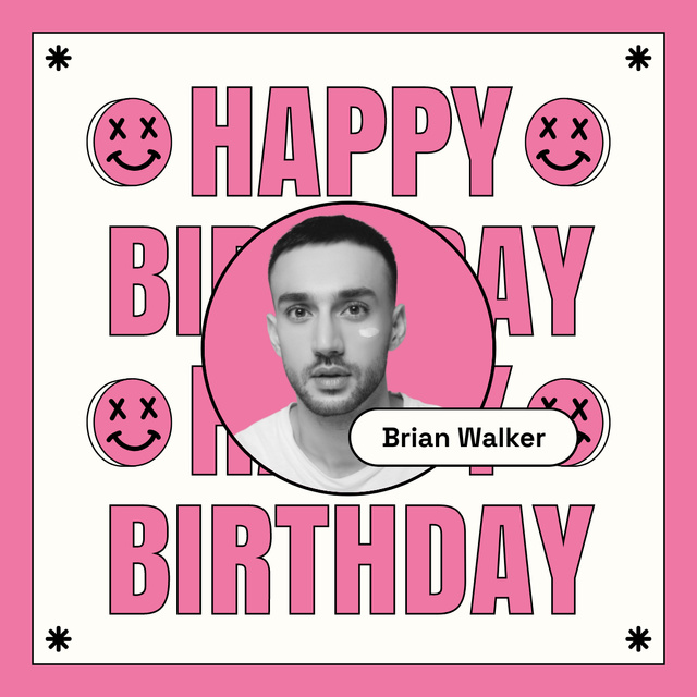 Happy Birthday Text on Pink LinkedIn post Design Template