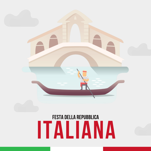Illustration of Venice on Italian National Day Instagram tervezősablon