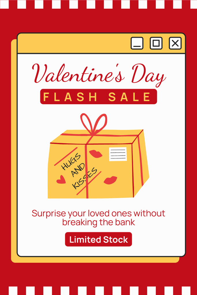 Plantilla de diseño de Valentine's Day Flash Sale With Big Box Present Pinterest 