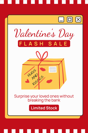 Valentine's Day Flash Sale With Big Box Present Pinterest Design Template